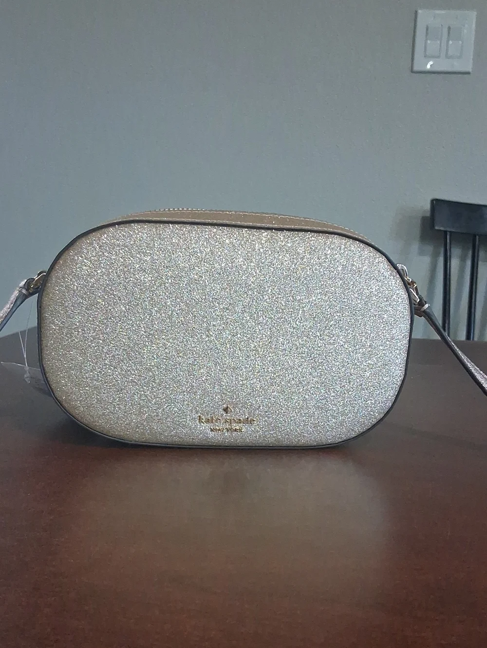 Kate Spade Glitter Crossbody Bag in Silver